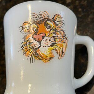 Vintage Anchor Hocking Fire-King Esso Tiger milk glass 3.5" tall